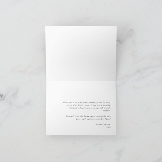 Carte De Remerciements Script simple | Elégant Personnalisé (Intérieur)