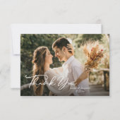 Carte De Remerciements Script simple et élégant avec Mariage photo (Devant)