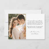 Carte De Remerciements Script simple et élégant avec Mariage photo (Dos)