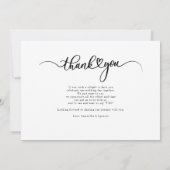 Carte De Remerciements Script simple Mariage moderne Lettré à la main (Dos)