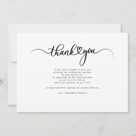 Carte De Remerciements Script simple Mariage moderne Lettré à la main (Dos)