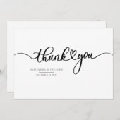 Carte De Remerciements Script simple Mariage moderne Lettré à la main (Devant / Derrière)