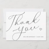 Carte De Remerciements script simple mariage noir et blanc (Devant)