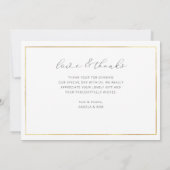 Carte De Remerciements script simple mariage noir et blanc (Dos)