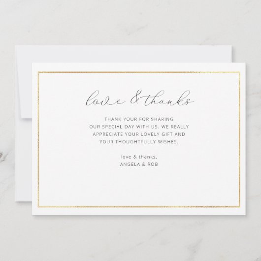 Carte De Remerciements script simple mariage noir et blanc (Dos)