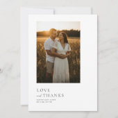 Carte De Remerciements Script Simple Minimaliste avec Photo de Mariage Bo (Devant)