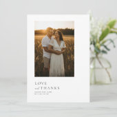 Carte De Remerciements Script Simple Minimaliste avec Photo de Mariage Bo (Debout devant)