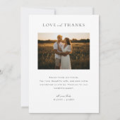 Carte De Remerciements Script Simple Minimaliste avec Photo de Mariage Bo (Dos)