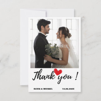 Carte De Remerciements Script simple minimaliste avec photo Mariage du co