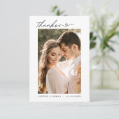 Carte De Remerciements Script simple moderne avec Mariage du coeur photo (Debout devant)