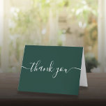 Carte De Remerciements Script Simple Moderne Élégant Vert Émeraude<br><div class="desc">Carte de remerciements de script simple et moderne vert émeraude. Vous pouvez personnaliser avec votre propre message de remerciement au verso ou si vous préférez ajouter votre propre message manuscrit simplement supprimer le texte. Une façon parfaite de dire merci ! Conçu par Thisisnotme©</div>