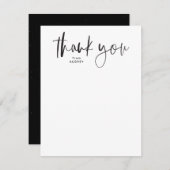 Carte De Remerciements Script simple moderne noir et blanc (Devant / Derrière)