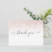 Carte De Remerciements Script simple Moderne Rose Gold Parties scintillan (Debout devant)