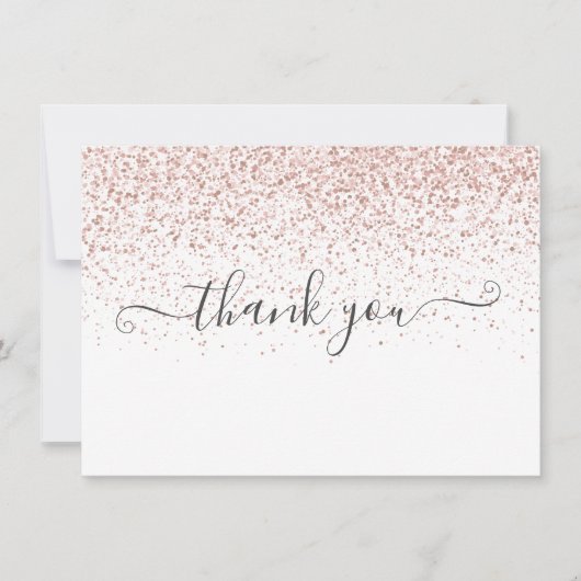 Carte De Remerciements Script simple Moderne Rose Gold Parties scintillan (Devant)