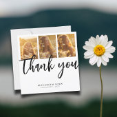 Carte De Remerciements Script tendance | 4 photo Graduation