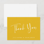 Carte De Remerciements Script tendance personnalisé Simple Mariage jaune  (Devant / Derrière)