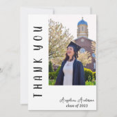 Carte De Remerciements Script vertical moderne Graduation photo simple (Devant)