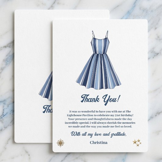 Carte De Remerciements Seaside Stripes Celebration Birthday