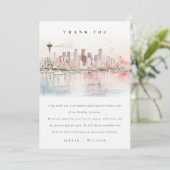 Carte De Remerciements Seattle, Washington Watercolor Landscape Wedding (Debout devant)