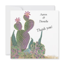 Sedona Cactus Flower Wedding Thank You Card 
