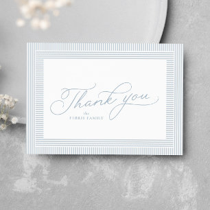 Carte De Remerciements Seersucker bleu blanc rayé simple baby shower