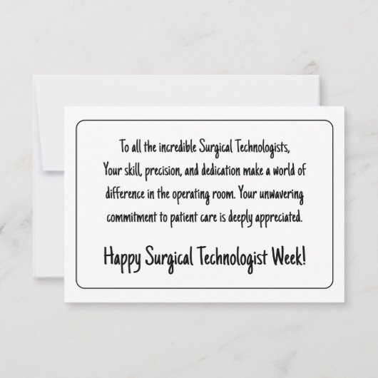Carte De Remerciements Semaine rétro heureuse des techniciens en chirurgi (Dos)