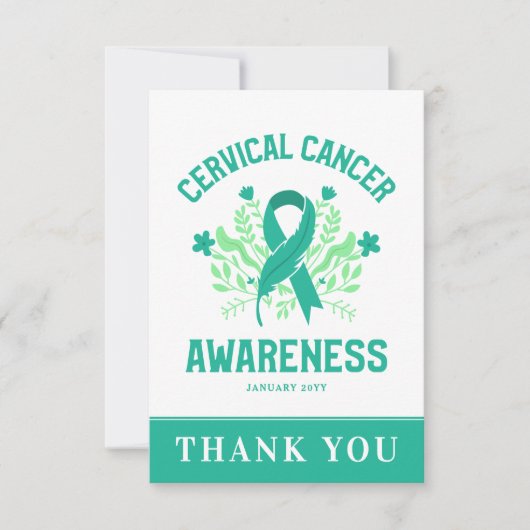 Carte De Remerciements Sensibilisation au cancer du col de l'utérus Ruban (Devant)