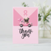 Carte De Remerciements Sensibilisation au cancer du sein avec le ruban ro (Debout devant)