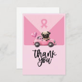 Carte De Remerciements Sensibilisation au cancer du sein avec le ruban ro (Devant / Derrière)