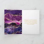 Carte De Remerciements Séquines violette foncée et or Agate Anniversaire (Intérieur)