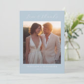 Carte De Remerciements Serene Blue Minimalist Photo (Debout devant)