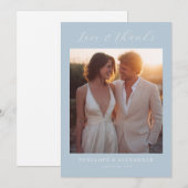 Carte De Remerciements Serene Blue Minimalist Photo (Devant / Derrière)