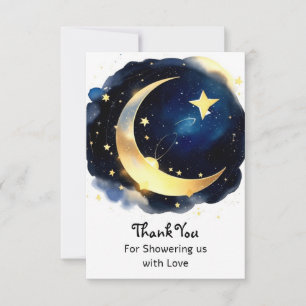 Carte De Remerciements Serene Moon et Stars Delight Boy Baby shower