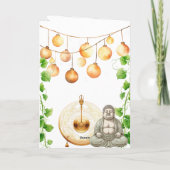 Carte De Remerciements Serene | Pacifique | Budha Statue et verdure (Dos)