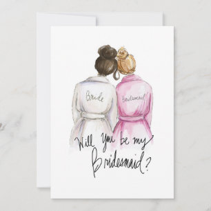 Carte De Remerciements Serez-vous mon BM ? Dk Br Bun Bride Dk Bl Bun Maid