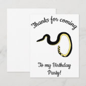 Carte De Remerciements Serpent des mers jaunes Joyeux Anniversaire (Devant / Derrière)