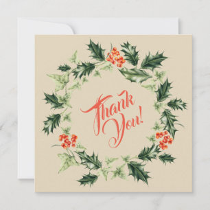 Carte De Remerciements Serre de Noël botanique Holly et Ivy