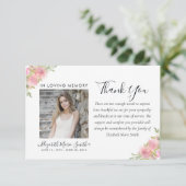 Carte De Remerciements Service funéraire rose Floral Aquarelle (Debout devant)