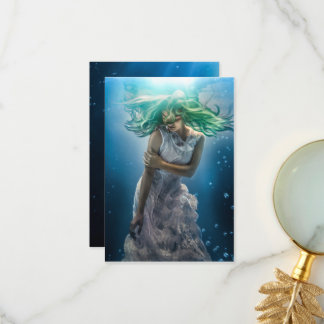 Carte De Remerciements Ses Boucles D'Émeraude - Sirène Hiver Sous L'Eau
