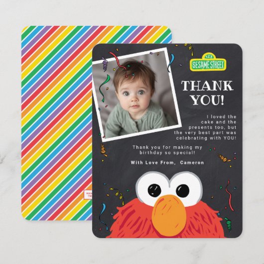 Carte De Remerciements Sesame Street Pals Confetti Anniversaire (Devant / Derrière)