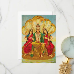 Carte De Remerciements Sesha Narayana, Roi des Nagas par Raja Ravi Varma