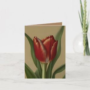 Carte De Remerciements Shabby Chic Jolie Tulipe Rouge