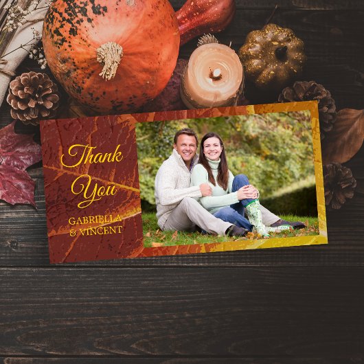 Carte De Remerciements Shades of Autumn Leaf Wedding Thank