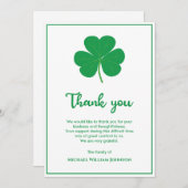 Carte De Remerciements Shamrock Blanc Et Vert Clover Irlandais Funéraille (Devant / Derrière)