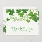 Carte de remerciements Shamrock irlandais (Devant / Derrière)