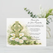 Carte De Remerciements Shamrocks Catholic Irish Celtic Cross Condolence  (Debout devant)