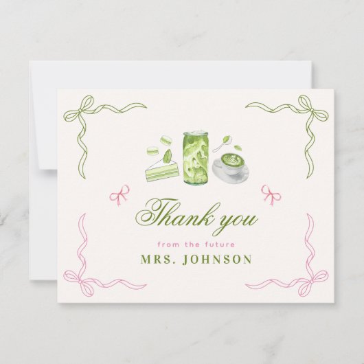 Carte De Remerciements She Found Her Perfect Matcha Bow Bridal Shower  (Devant)