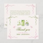 Carte De Remerciements She Found Her Perfect Matcha Bow Bridal Shower  (Devant / Derrière)