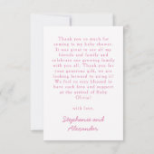 Carte De Remerciements She'll Be Here Soon Pink Shells Baby Shower (Dos)