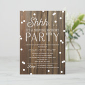 Carte De Remerciements Shh Surprise fête d'anniversaire Rustic Wood (Debout devant)
